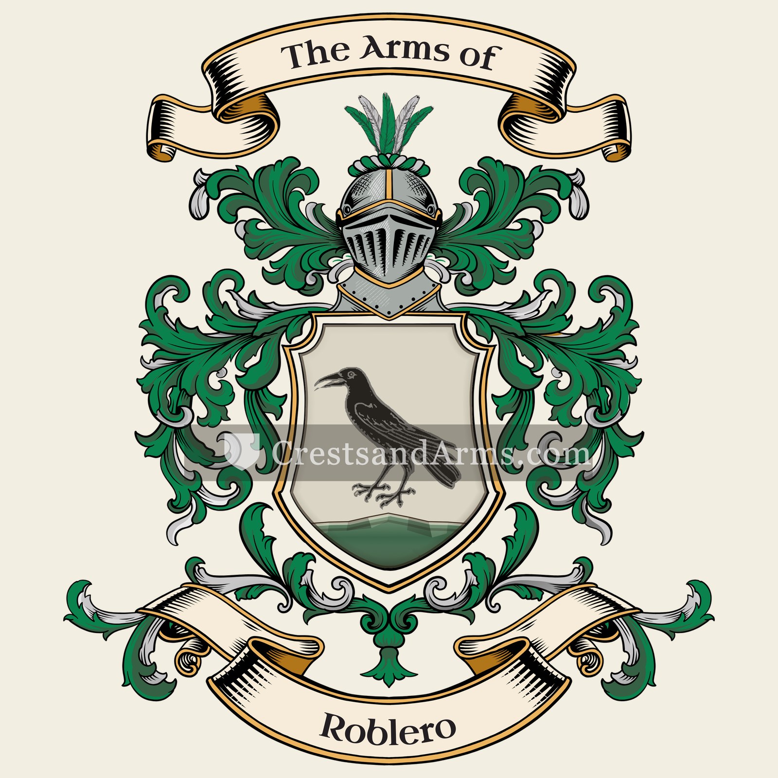 The Roblero coat of arms, drawn from the recorded blazon