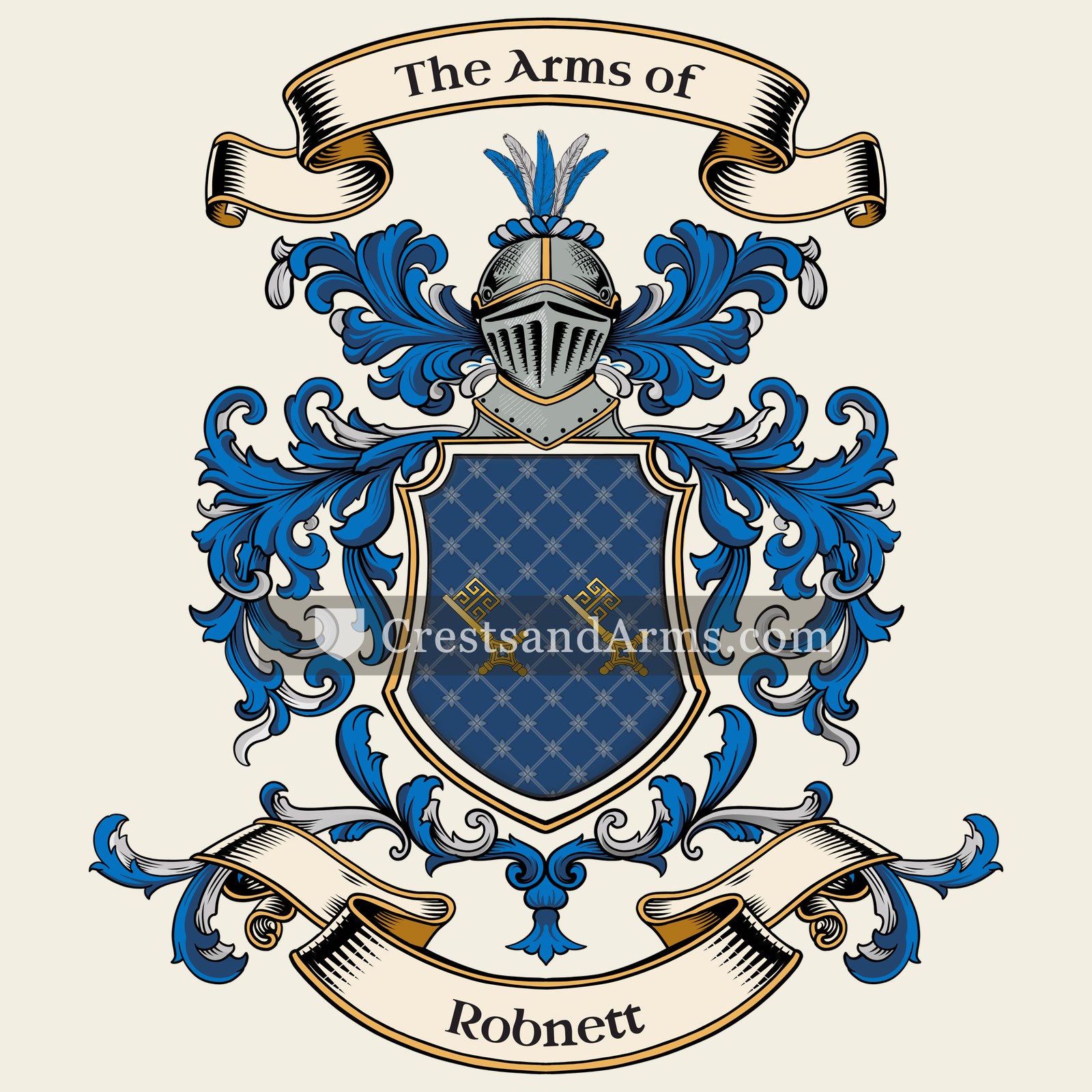 The Robnett coat of arms, drawn from the recorded blazon