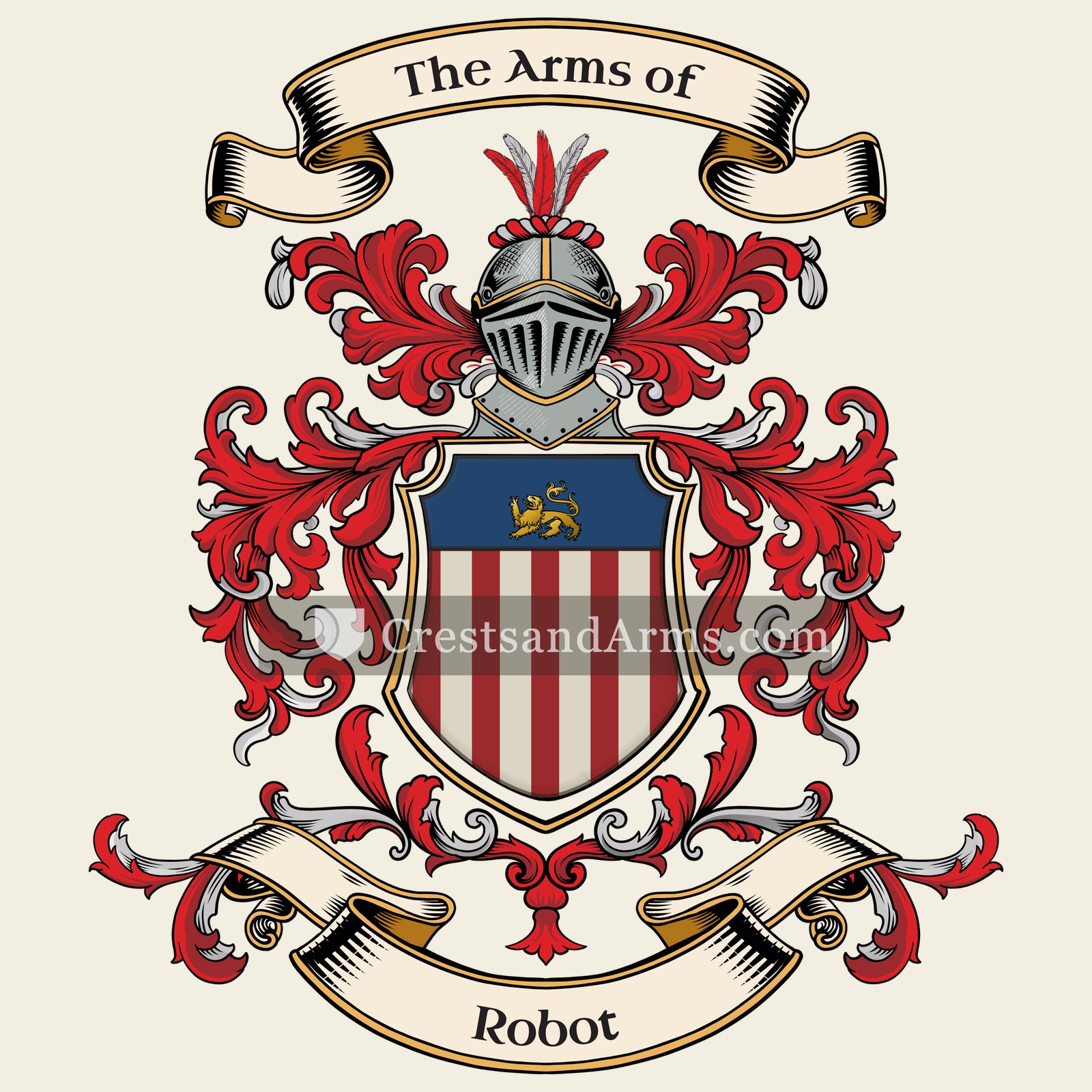 The Robot coat of arms, drawn from the recorded blazon