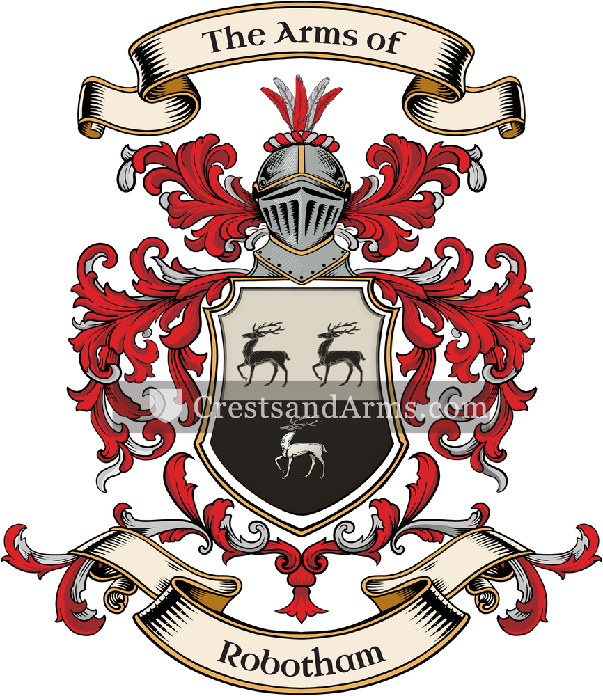 The Robotham coat of arms, drawn from the recorded blazon