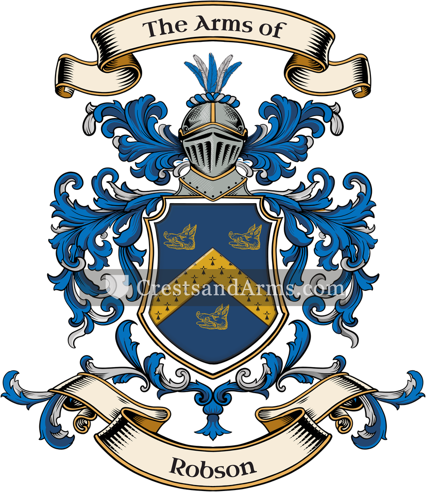The Robson coat of arms, drawn from the recorded blazon
