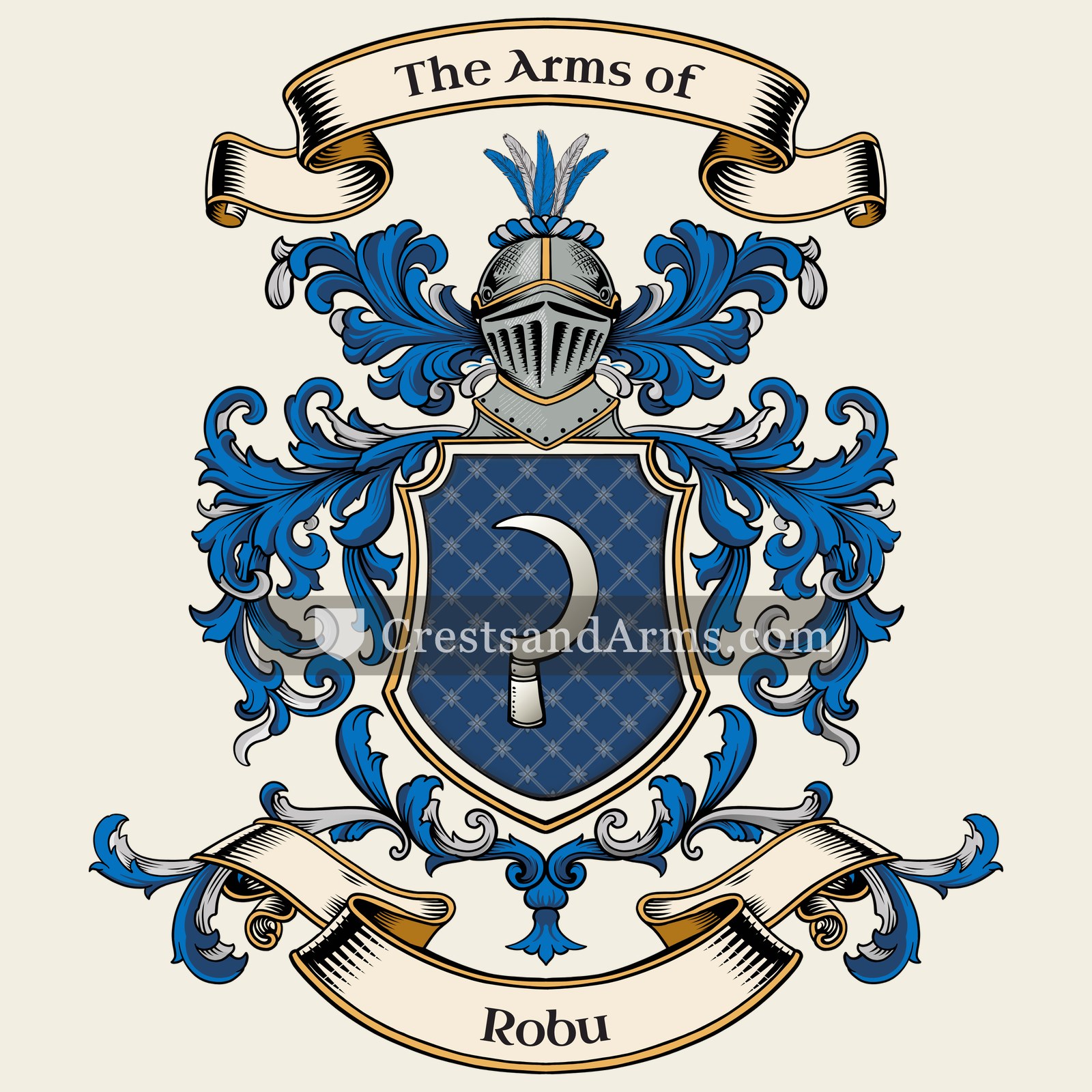 The Robu coat of arms, drawn from the recorded blazon