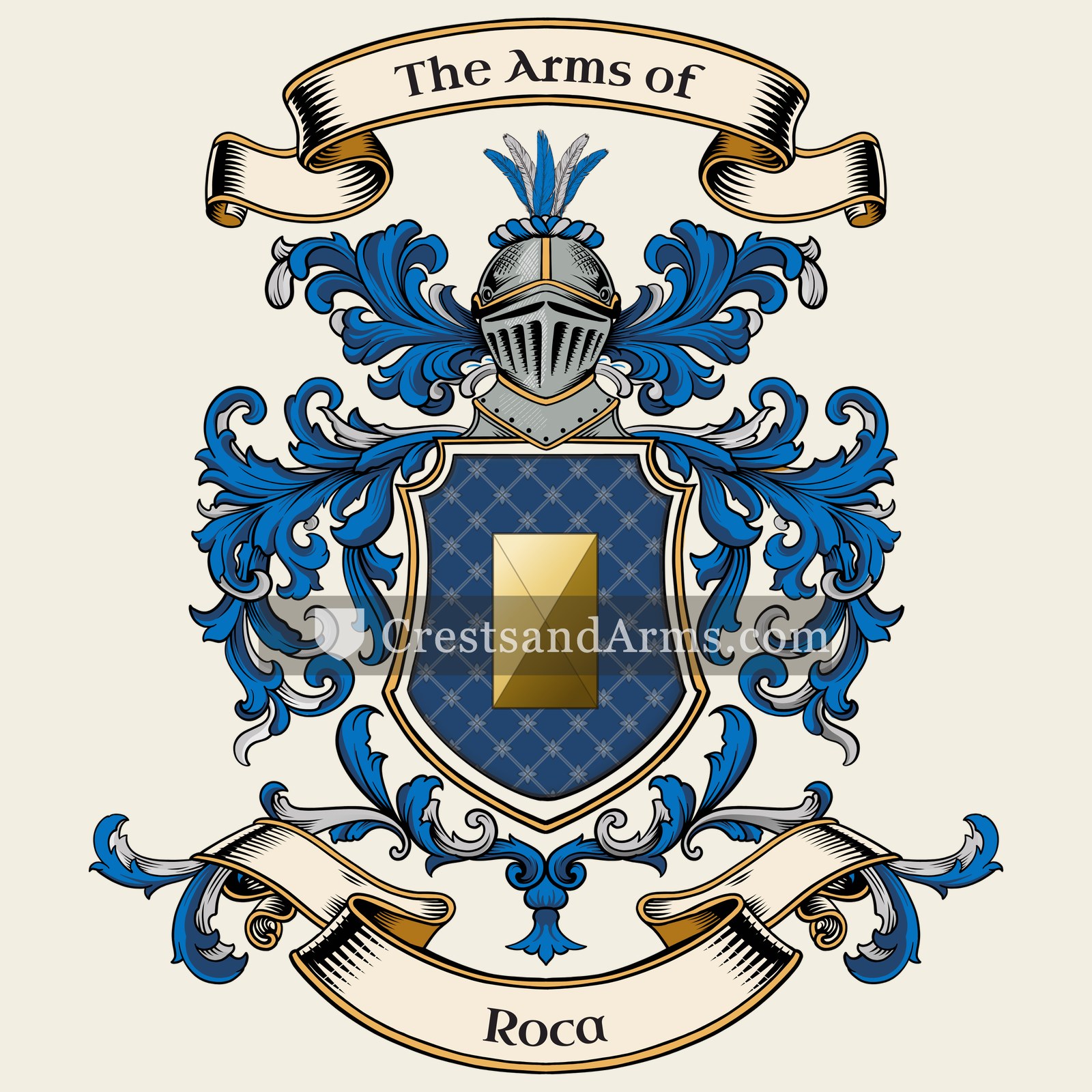 The Roca coat of arms, drawn from the recorded blazon