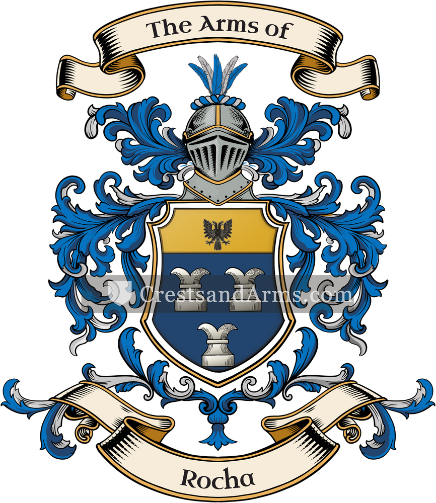 The Rocha coat of arms, drawn from the recorded blazon