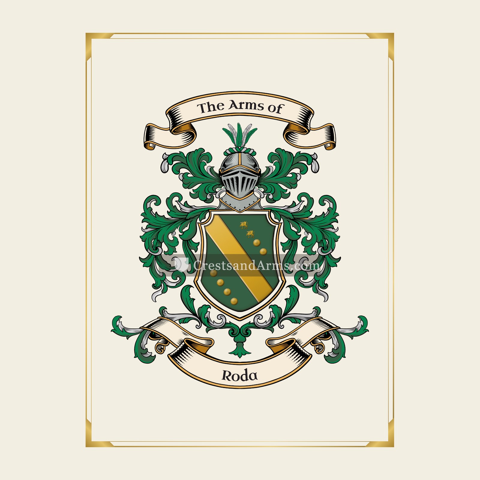 With gold border