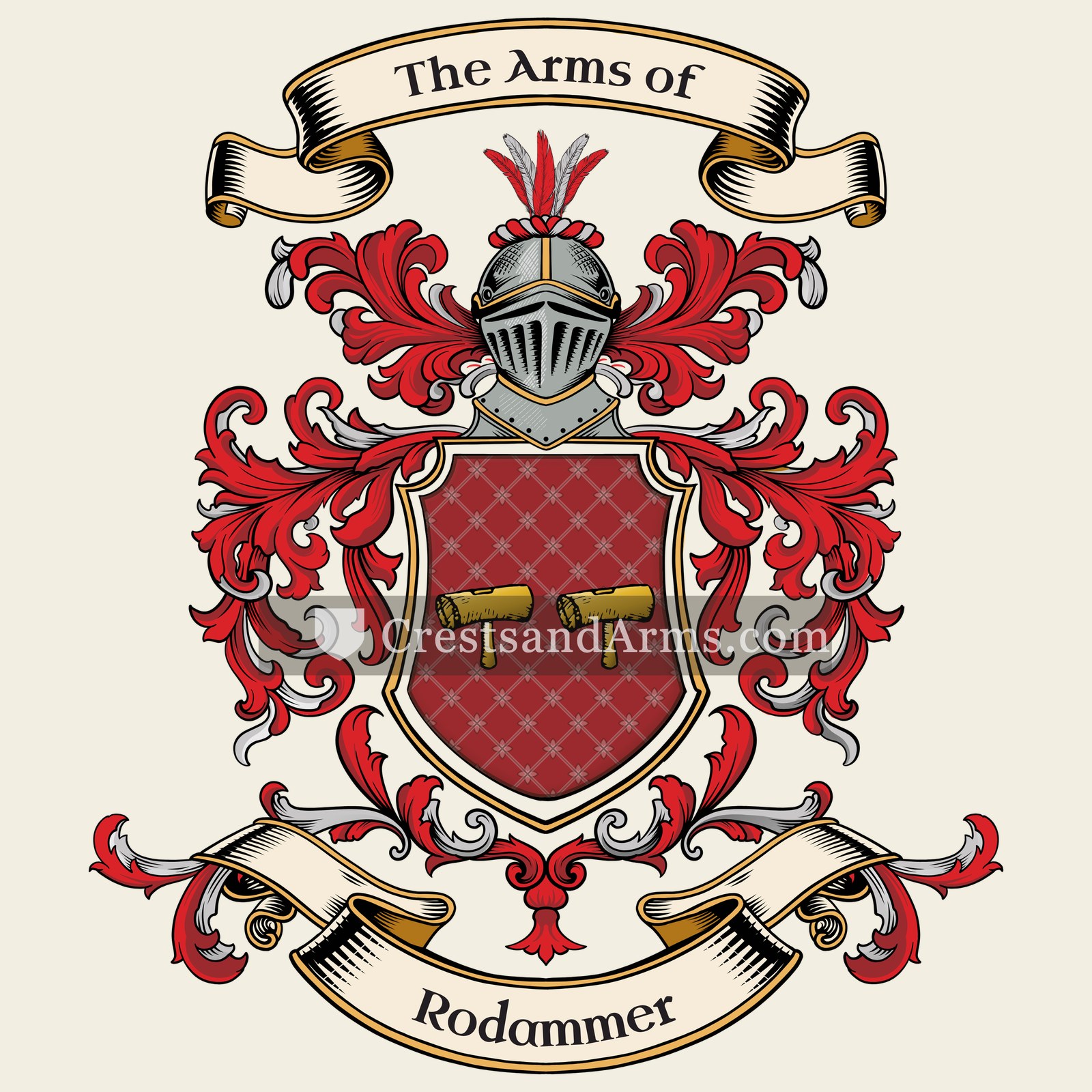 The Rodammer coat of arms, drawn from the recorded blazon