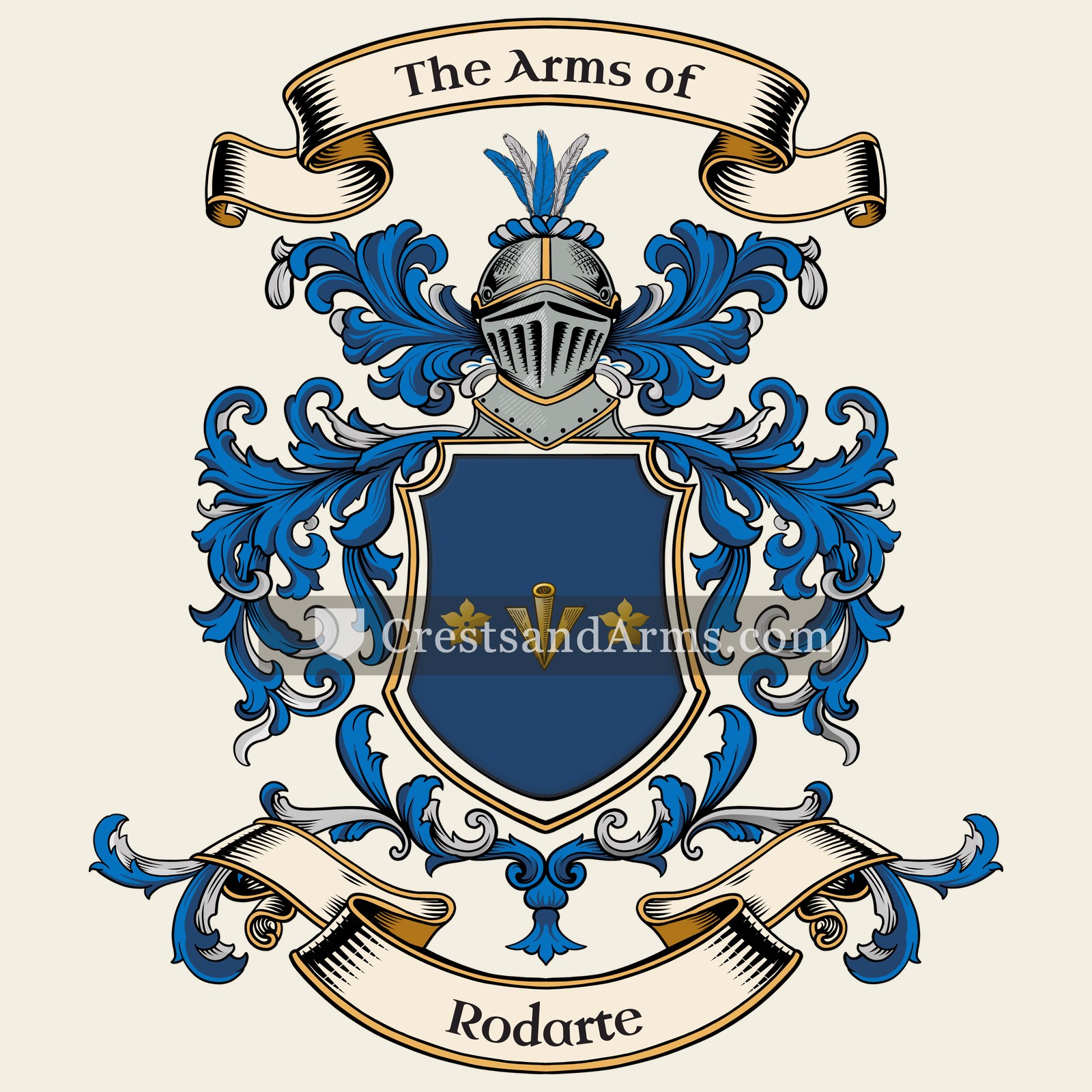 The Rodarte coat of arms, drawn from the recorded blazon