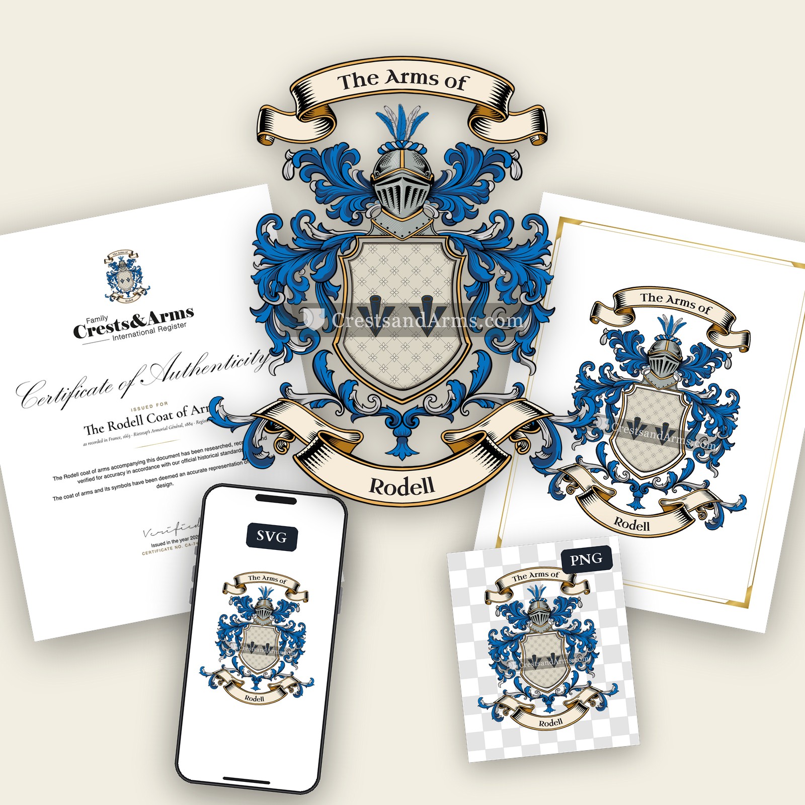 The Rodell arms on the coat of arms — digital pack