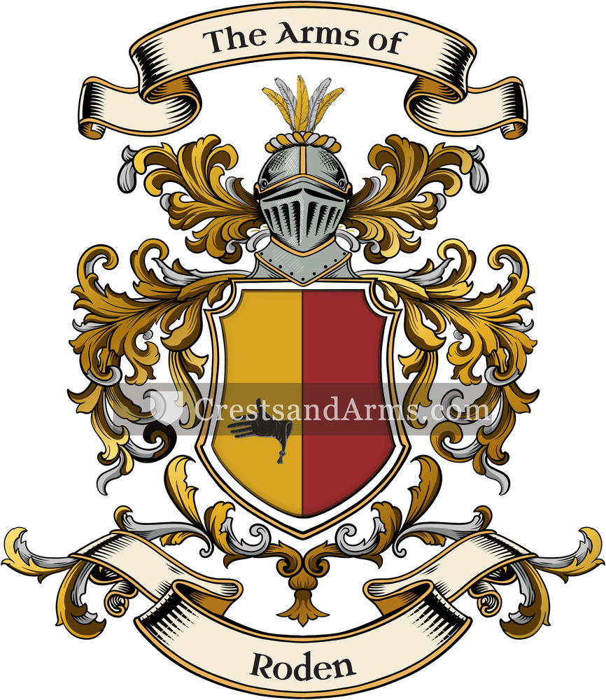 The Roden coat of arms, drawn from the recorded blazon