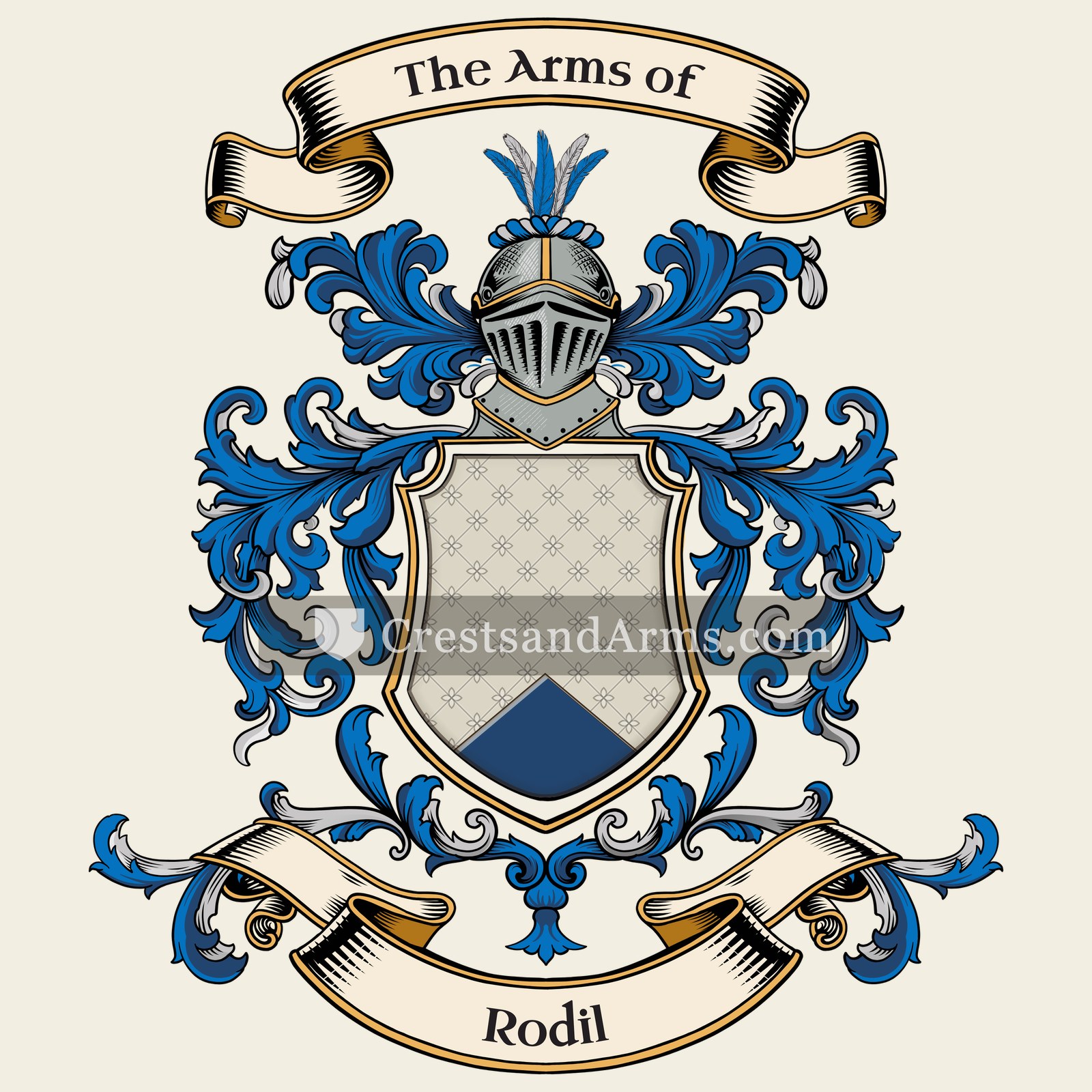 The Rodil coat of arms, drawn from the recorded blazon
