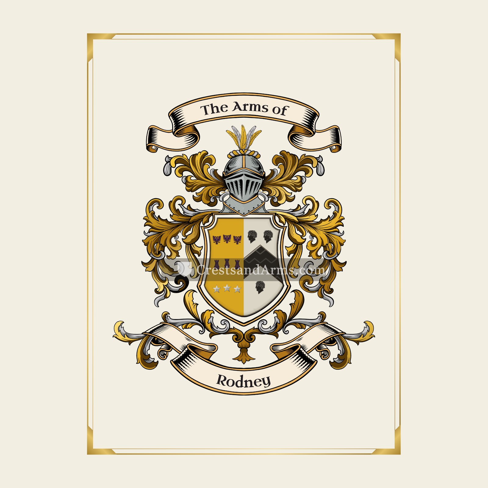 With gold border