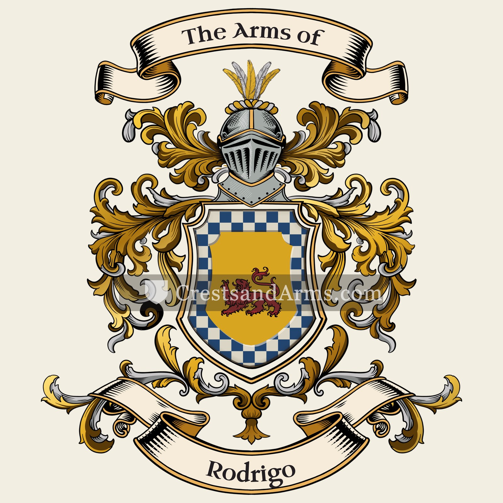 The Rodrigo coat of arms, drawn from the recorded blazon