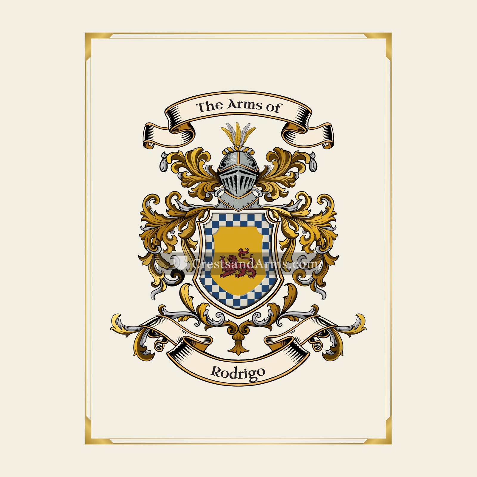 With gold border