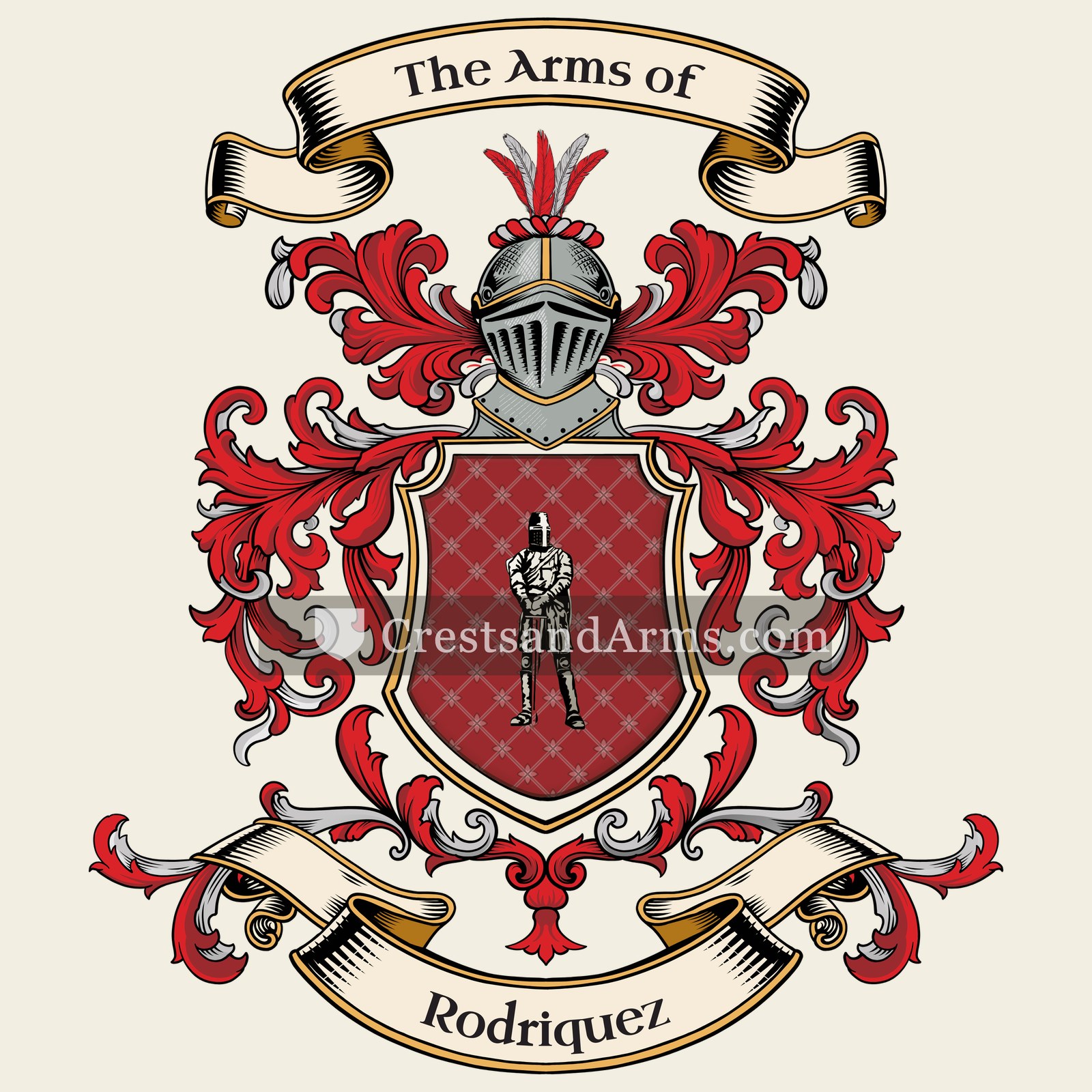 The Rodriquez coat of arms, drawn from the recorded blazon
