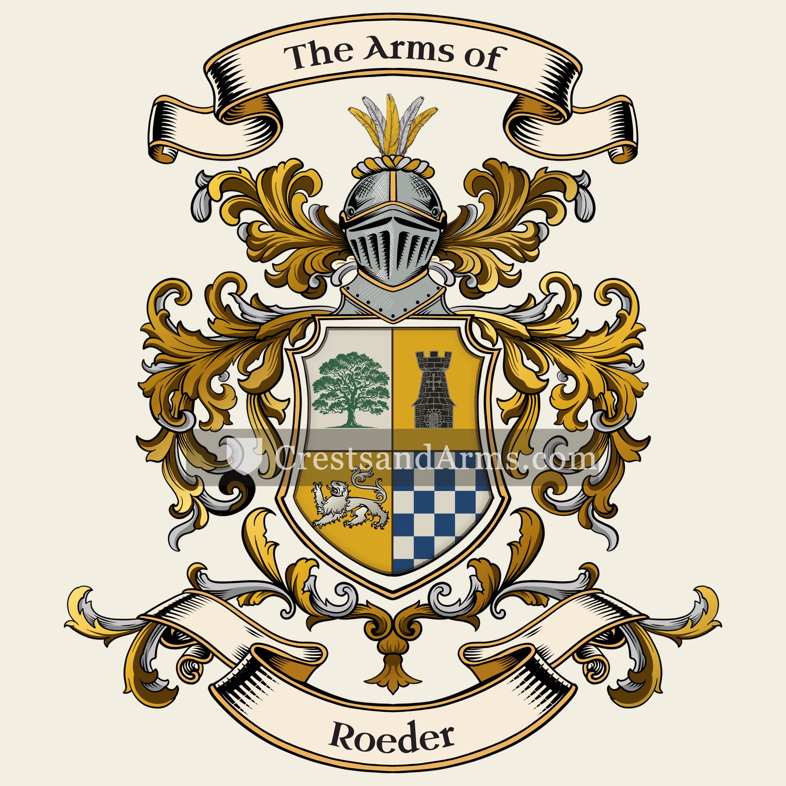 The Roeder coat of arms, drawn from the recorded blazon