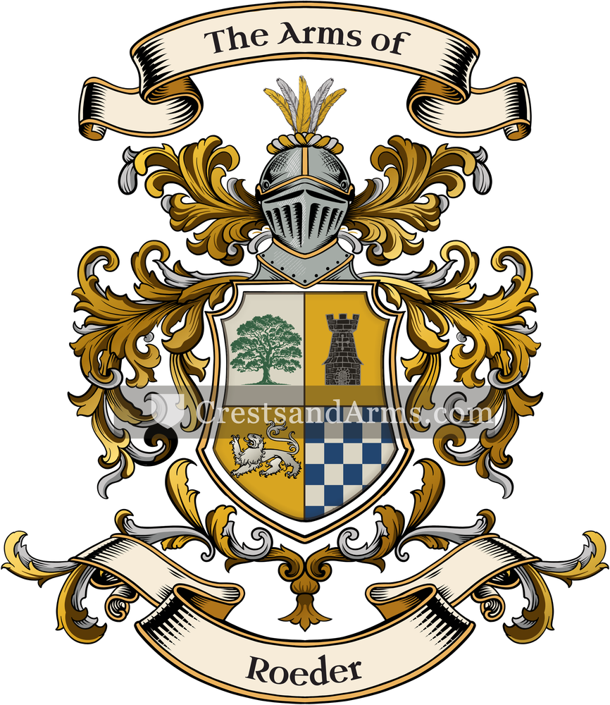The Roeder coat of arms, drawn from the recorded blazon