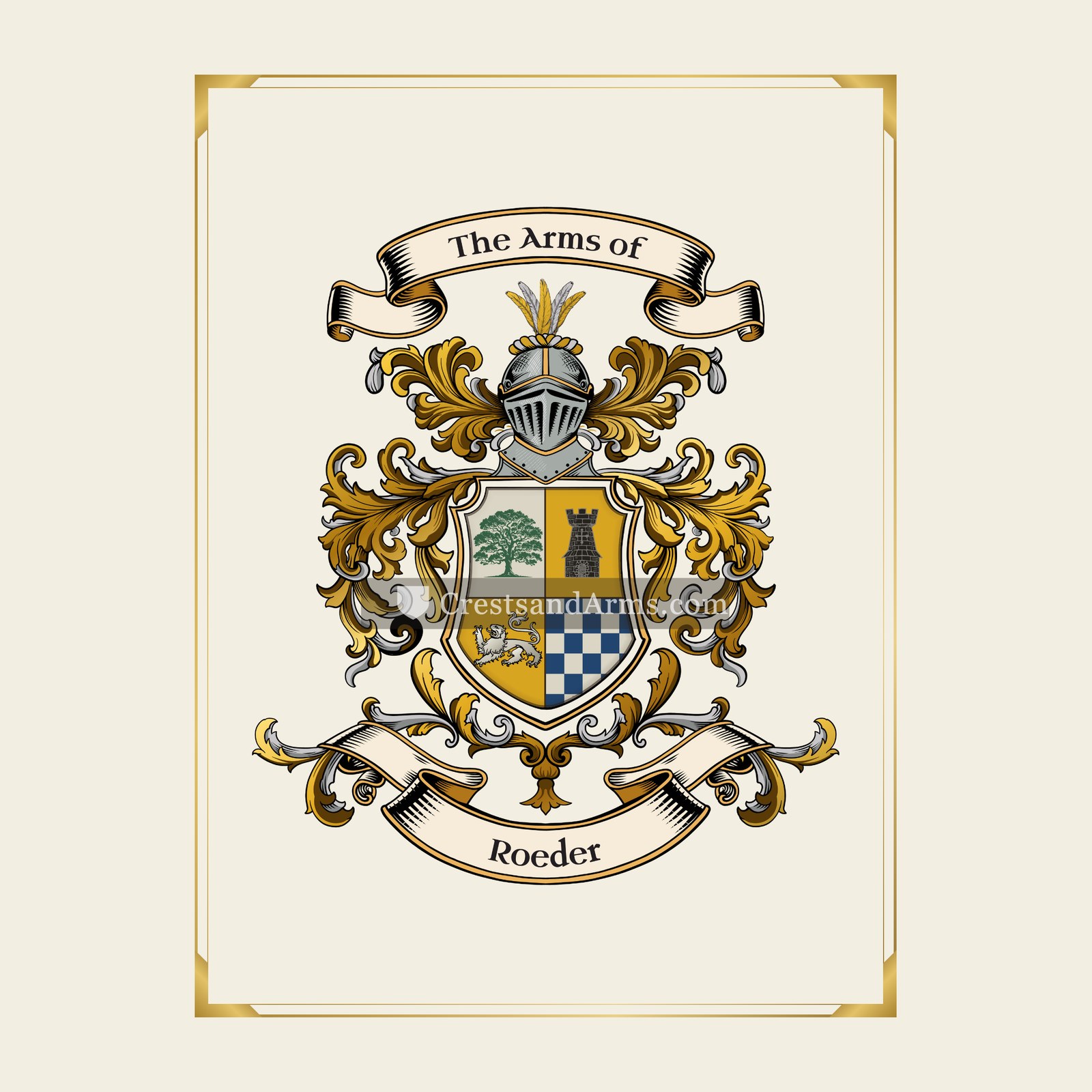 With gold border