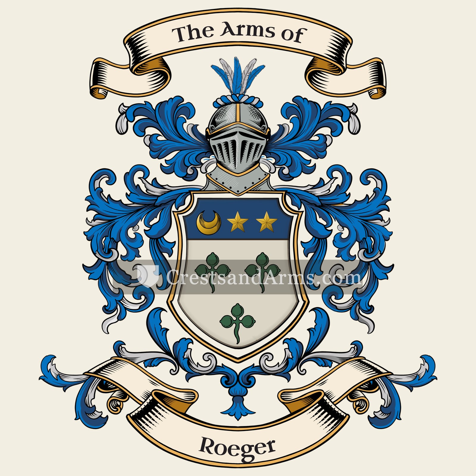 The Roeger coat of arms, drawn from the recorded blazon