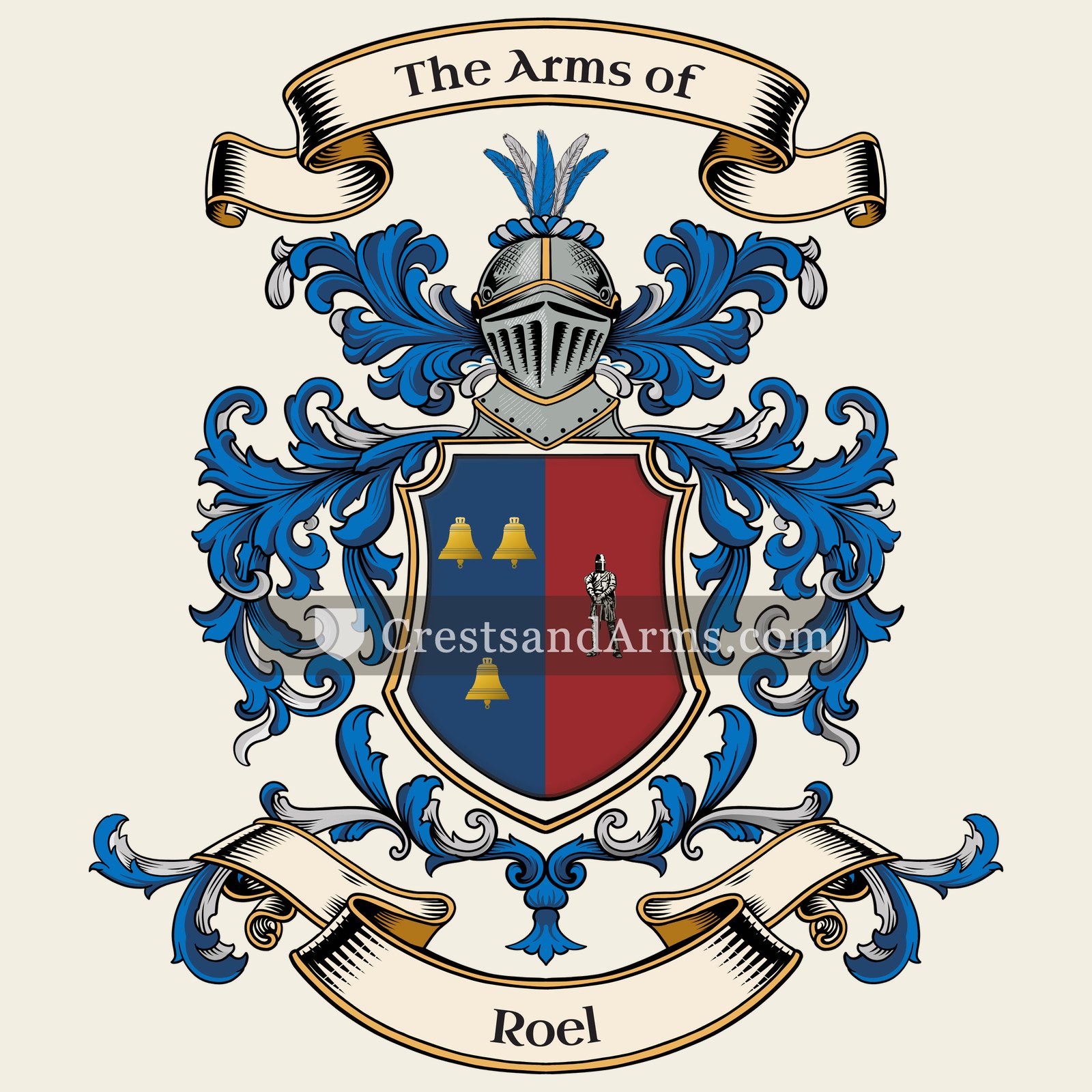 The Roel coat of arms, drawn from the recorded blazon