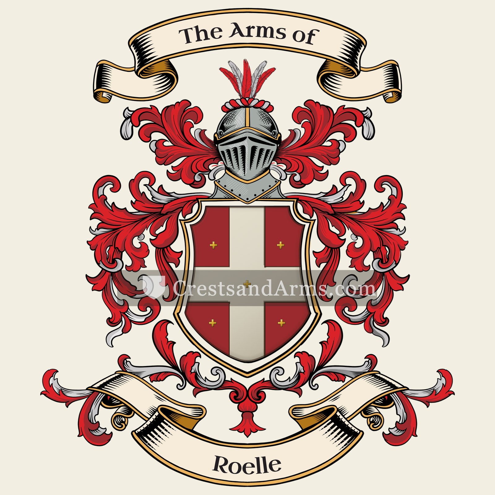 The Roelle coat of arms, drawn from the recorded blazon