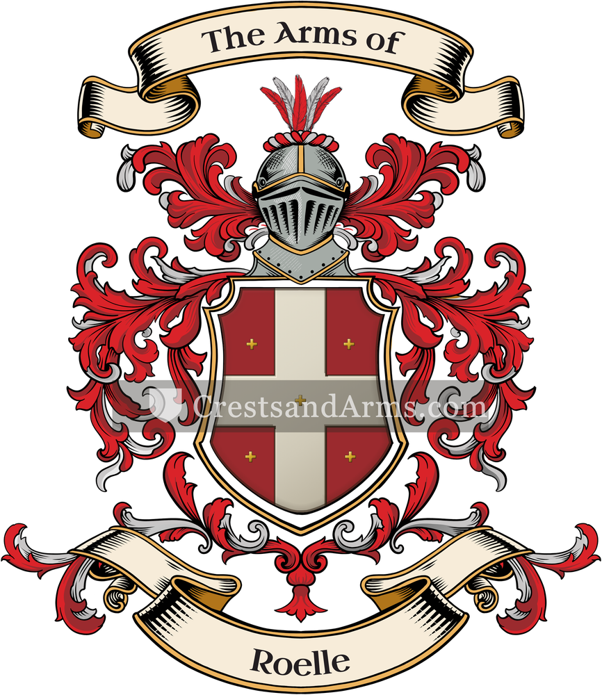 The Roelle coat of arms, drawn from the recorded blazon