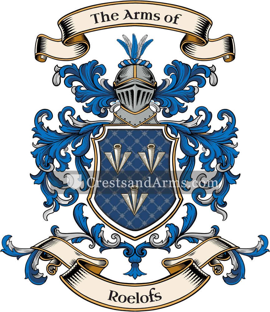 The Roelofs coat of arms, drawn from the recorded blazon