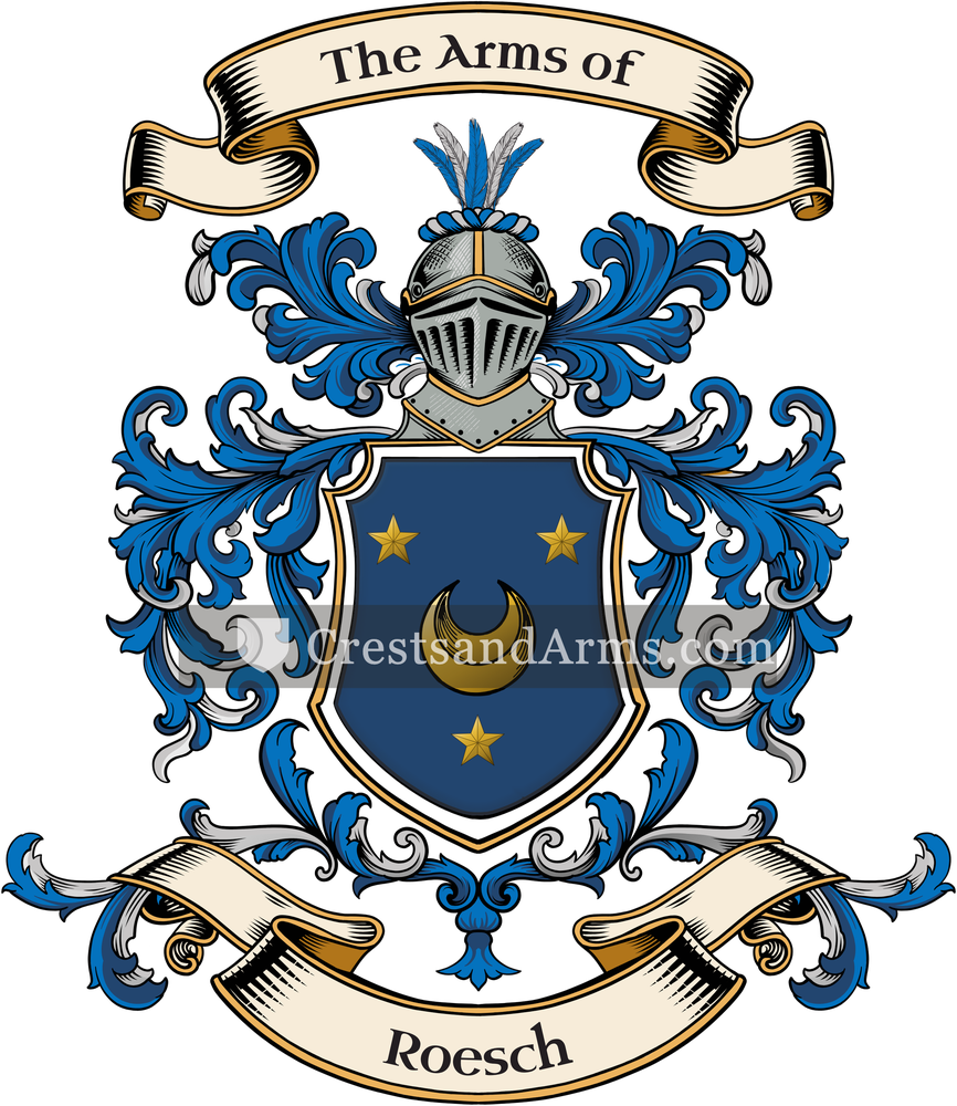 The Roesch coat of arms, drawn from the recorded blazon
