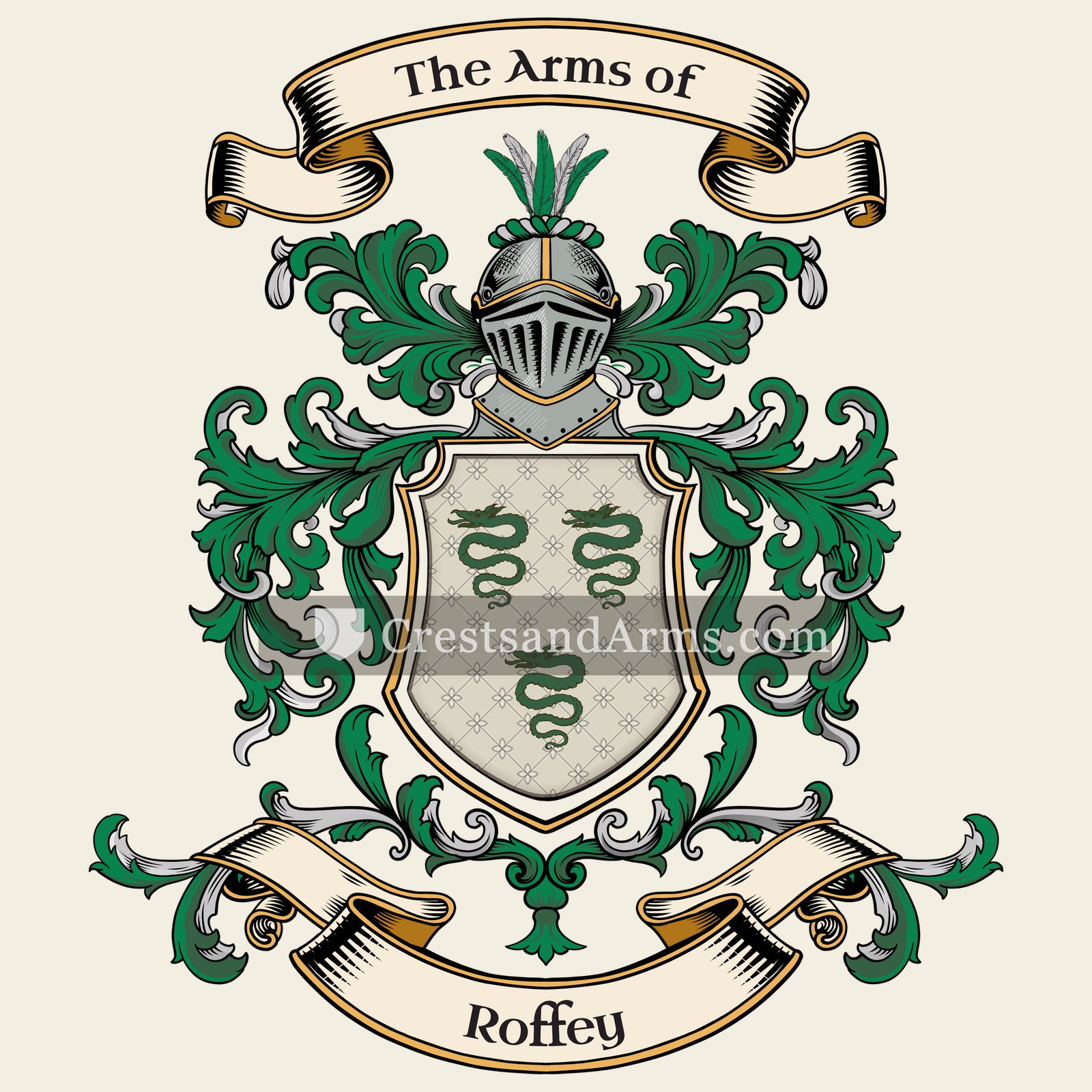 The Roffey coat of arms, drawn from the recorded blazon
