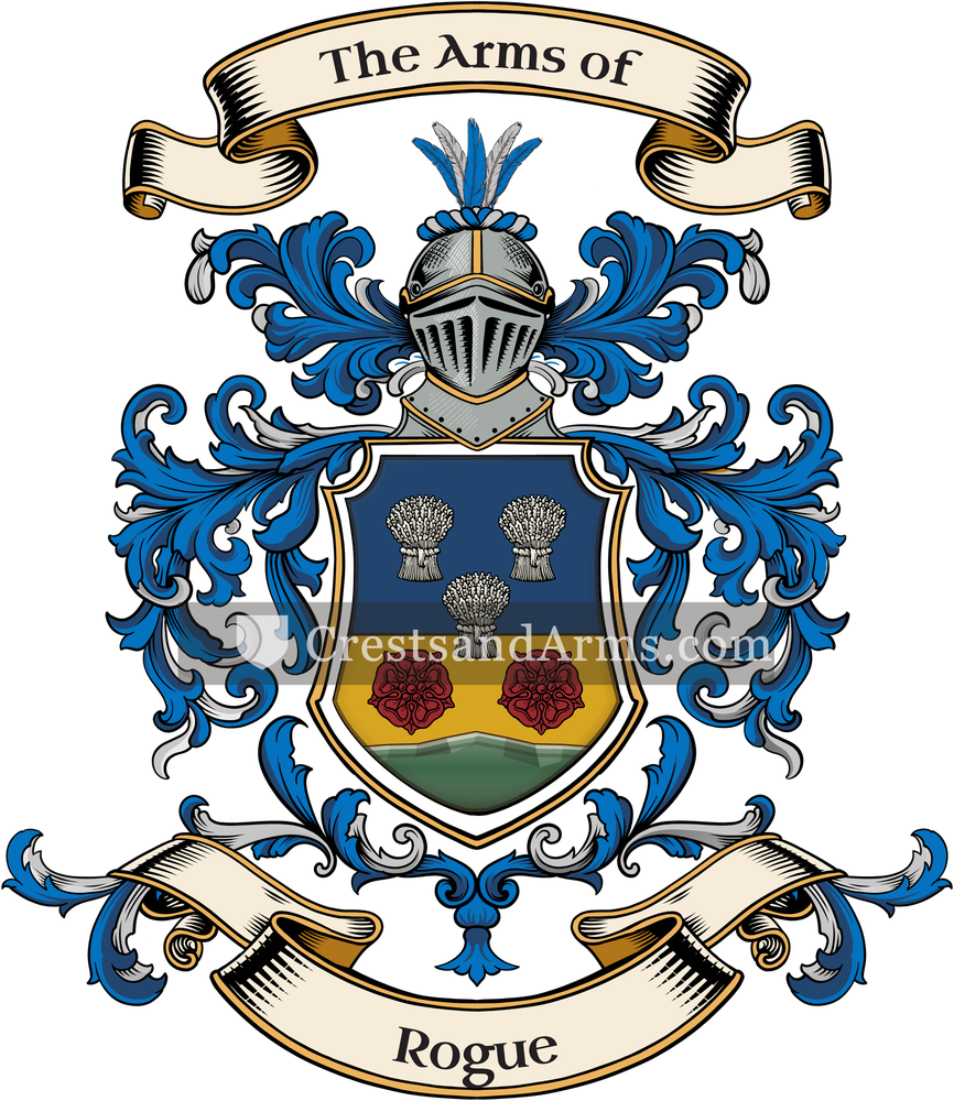 The Rogue coat of arms, drawn from the recorded blazon