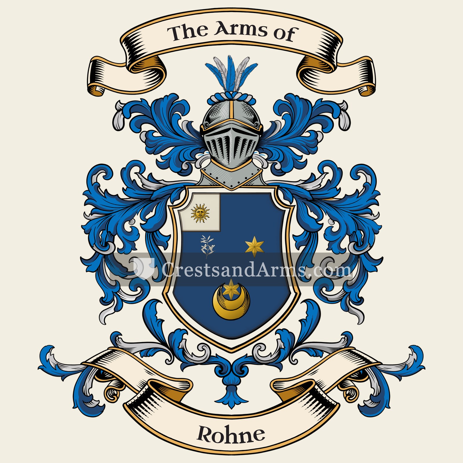 The Rohne coat of arms, drawn from the recorded blazon