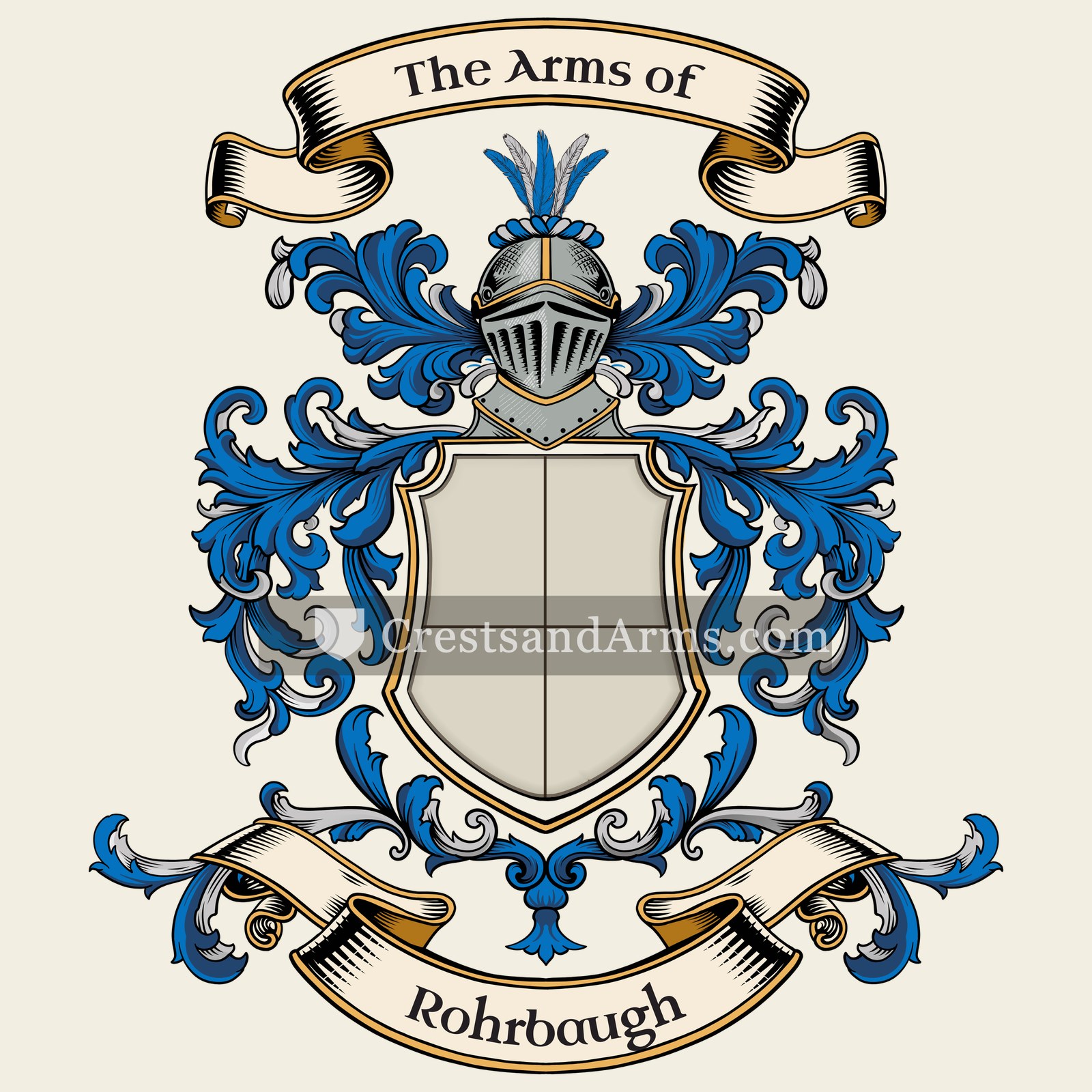 The Rohrbaugh coat of arms, drawn from the recorded blazon