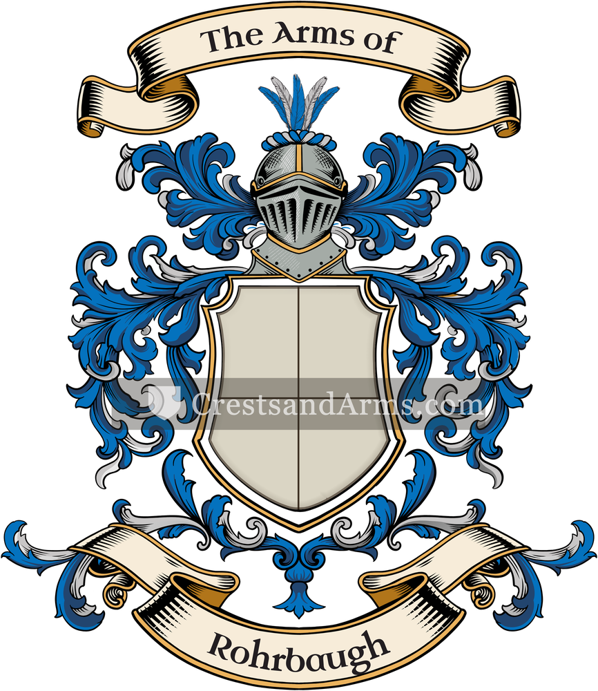 The Rohrbaugh coat of arms, drawn from the recorded blazon
