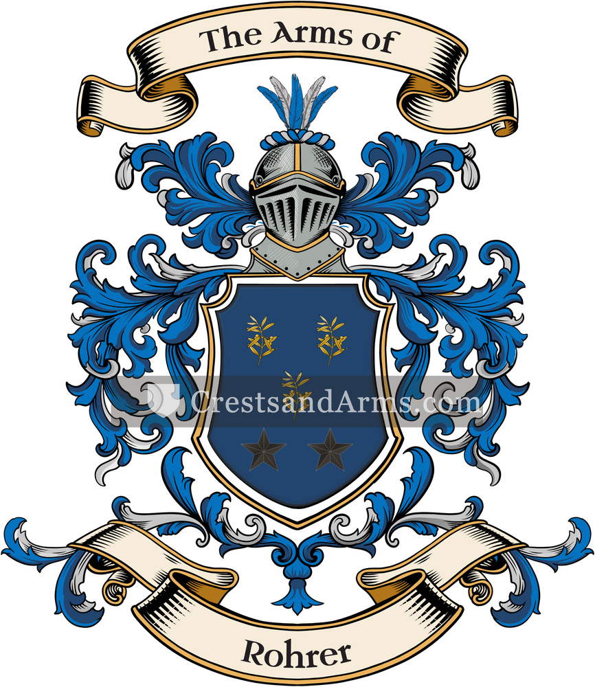 The Rohrer coat of arms, drawn from the recorded blazon