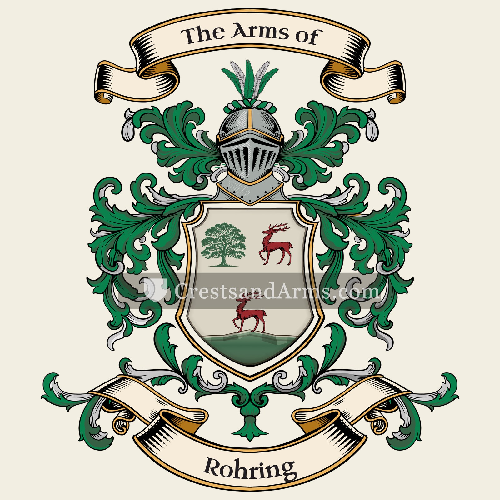 The Rohring coat of arms, drawn from the recorded blazon