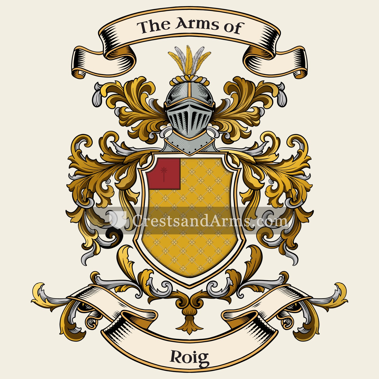 The Roig coat of arms, drawn from the recorded blazon