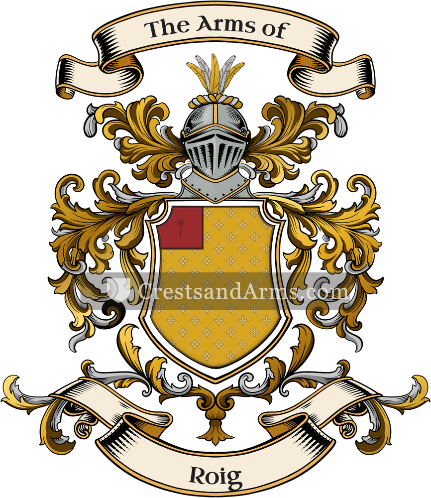 The Roig coat of arms, drawn from the recorded blazon