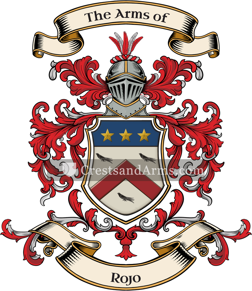 The Rojo coat of arms, drawn from the recorded blazon
