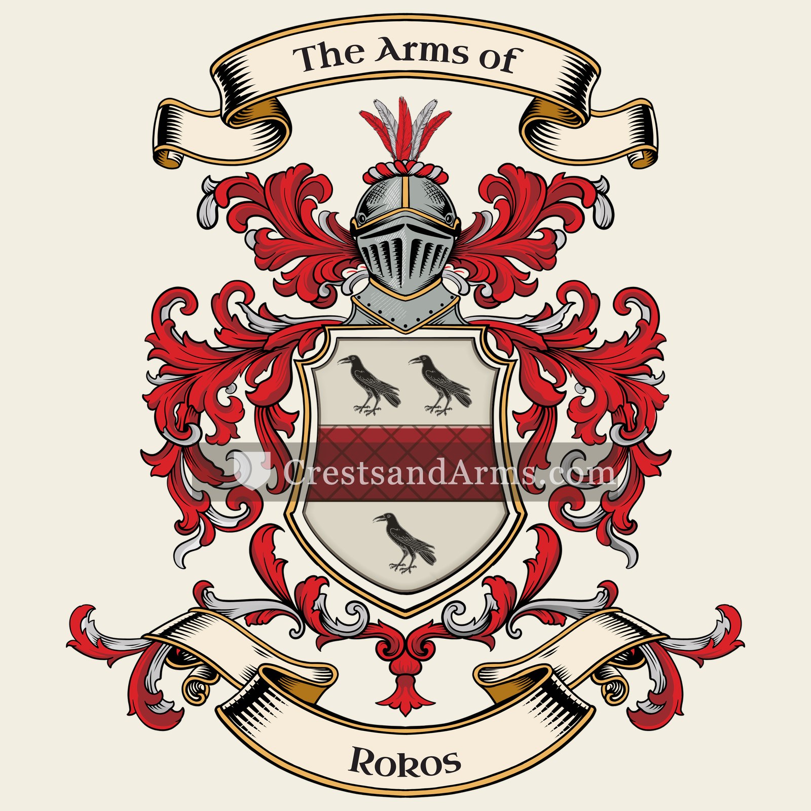 The Rokos coat of arms, drawn from the recorded blazon