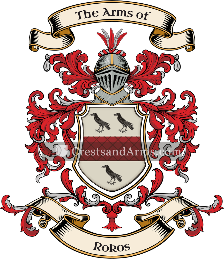 The Rokos coat of arms, drawn from the recorded blazon