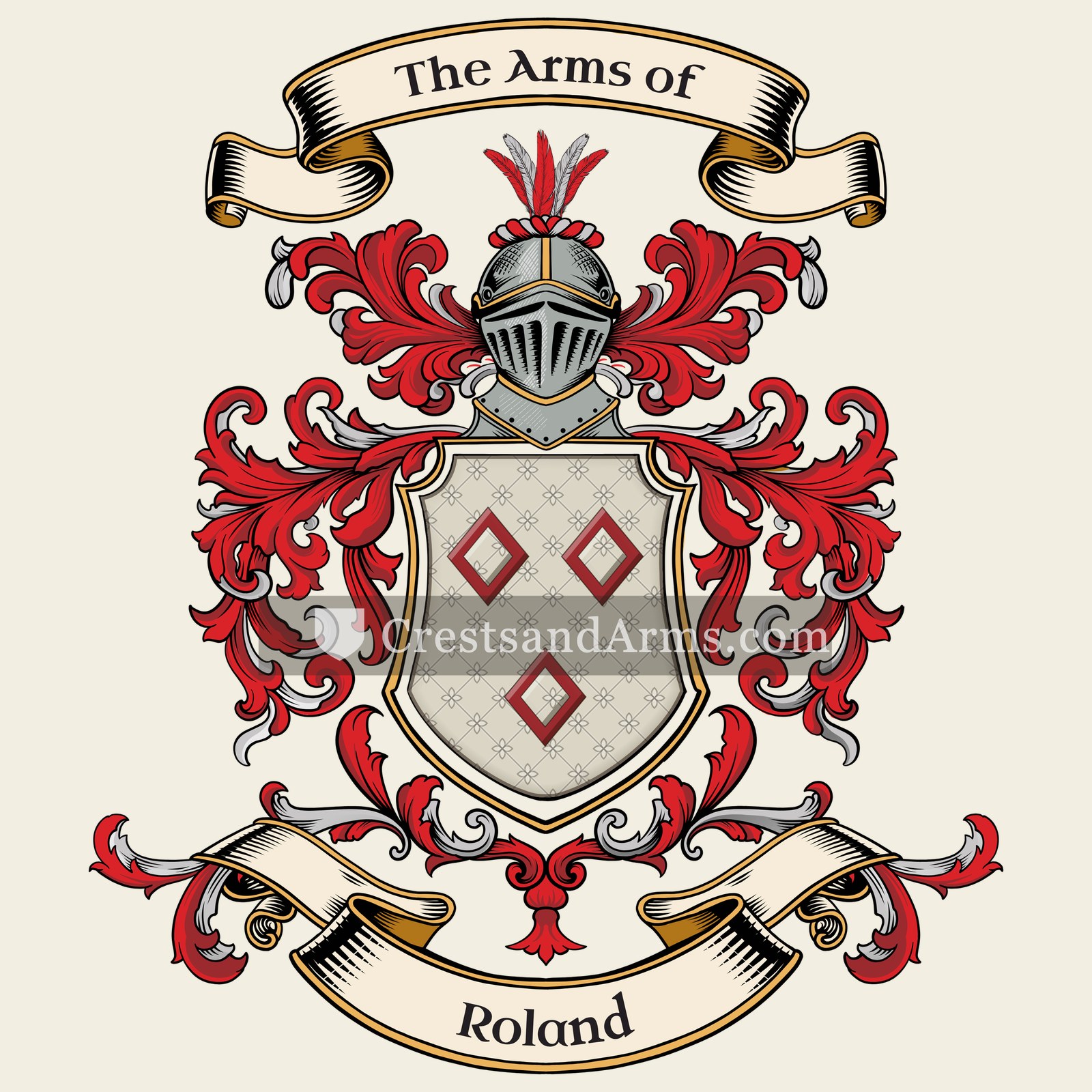 The Roland coat of arms, drawn from the recorded blazon
