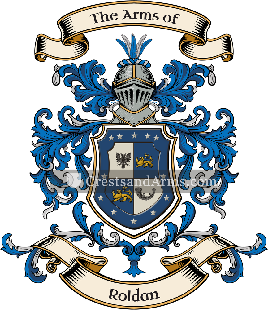 The Roldan coat of arms, drawn from the recorded blazon