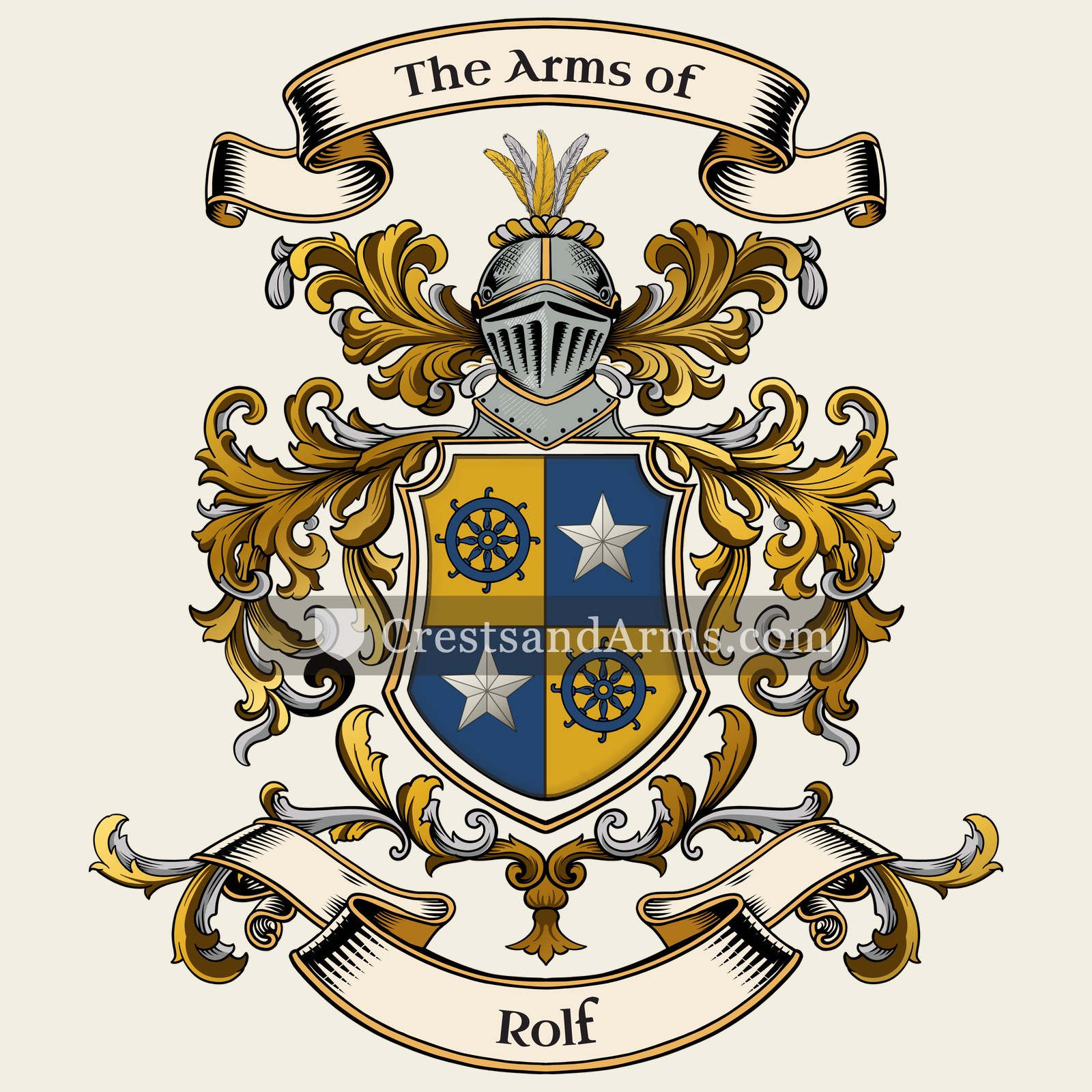 The Rolf coat of arms, drawn from the recorded blazon
