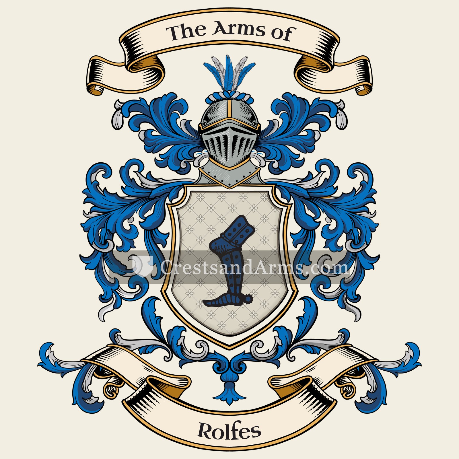 The Rolfes coat of arms, drawn from the recorded blazon