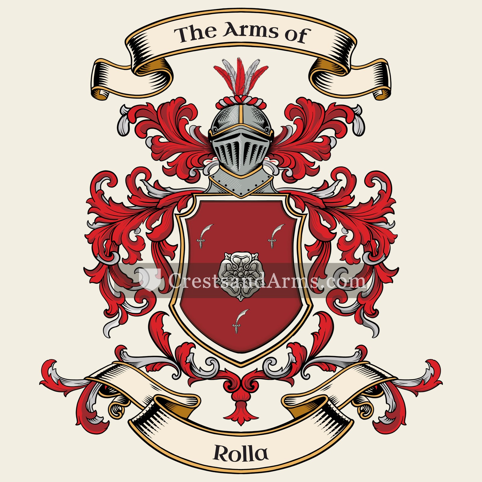 The Rolla coat of arms, drawn from the recorded blazon