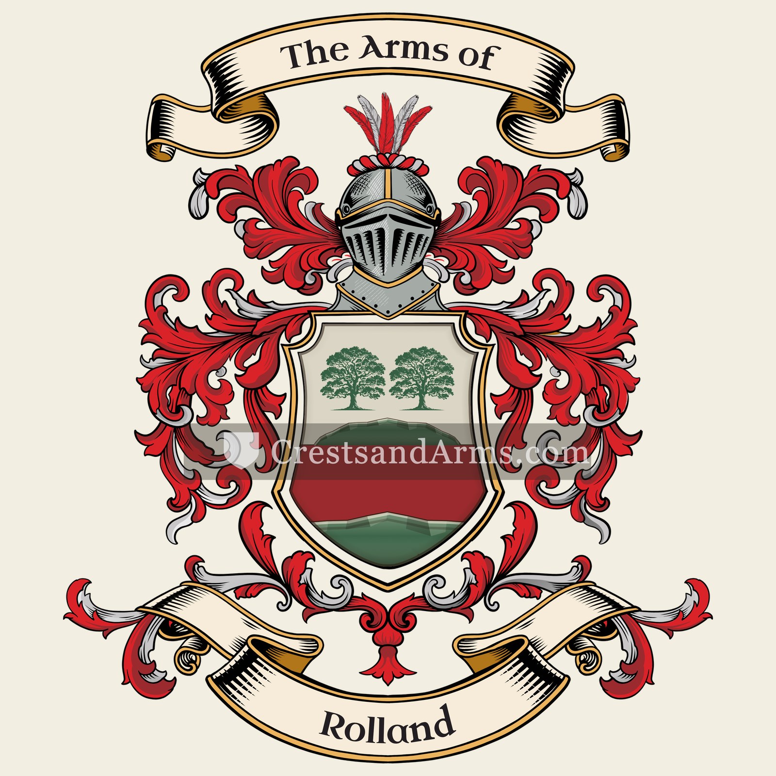 The Rolland coat of arms, drawn from the recorded blazon