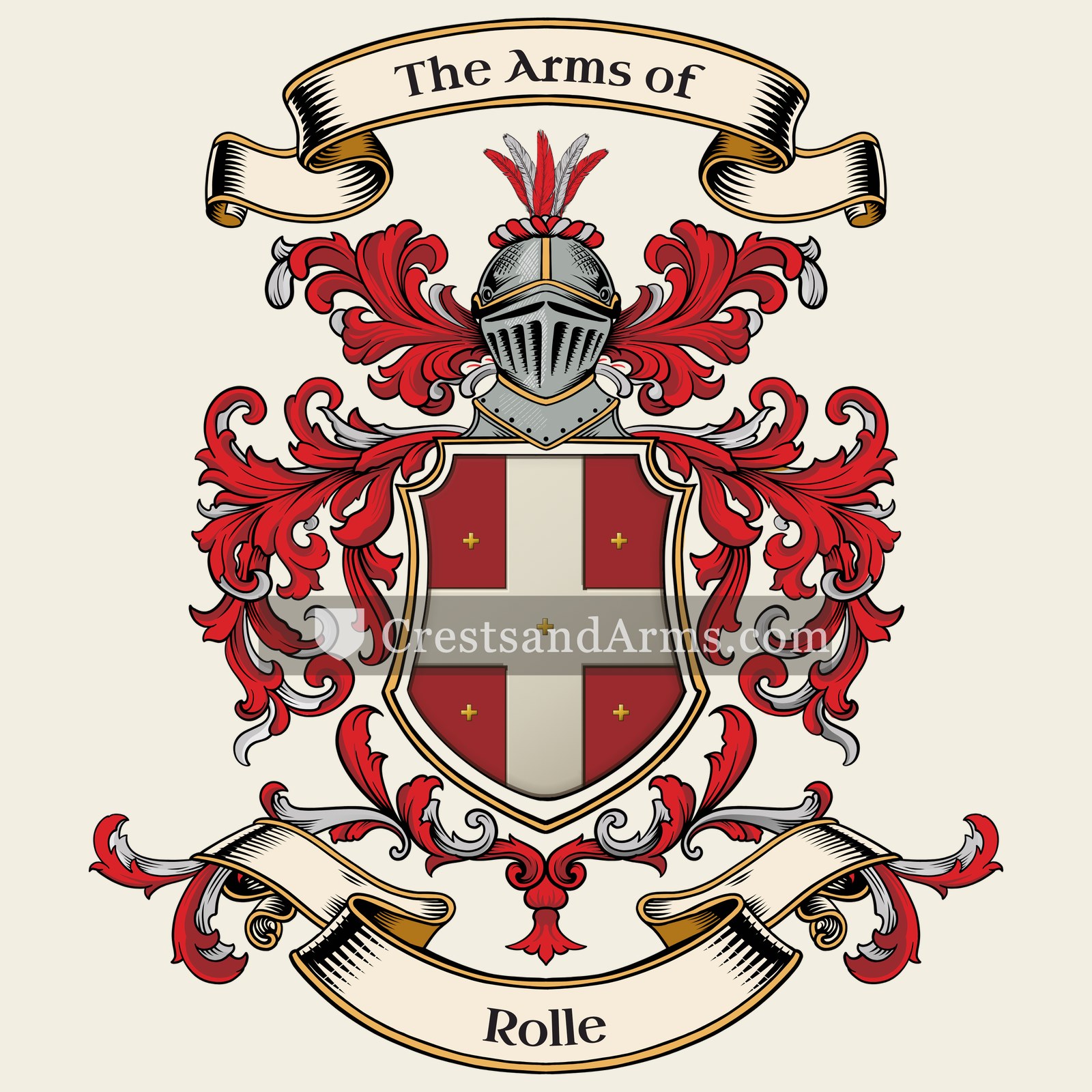 The Rolle coat of arms, drawn from the recorded blazon