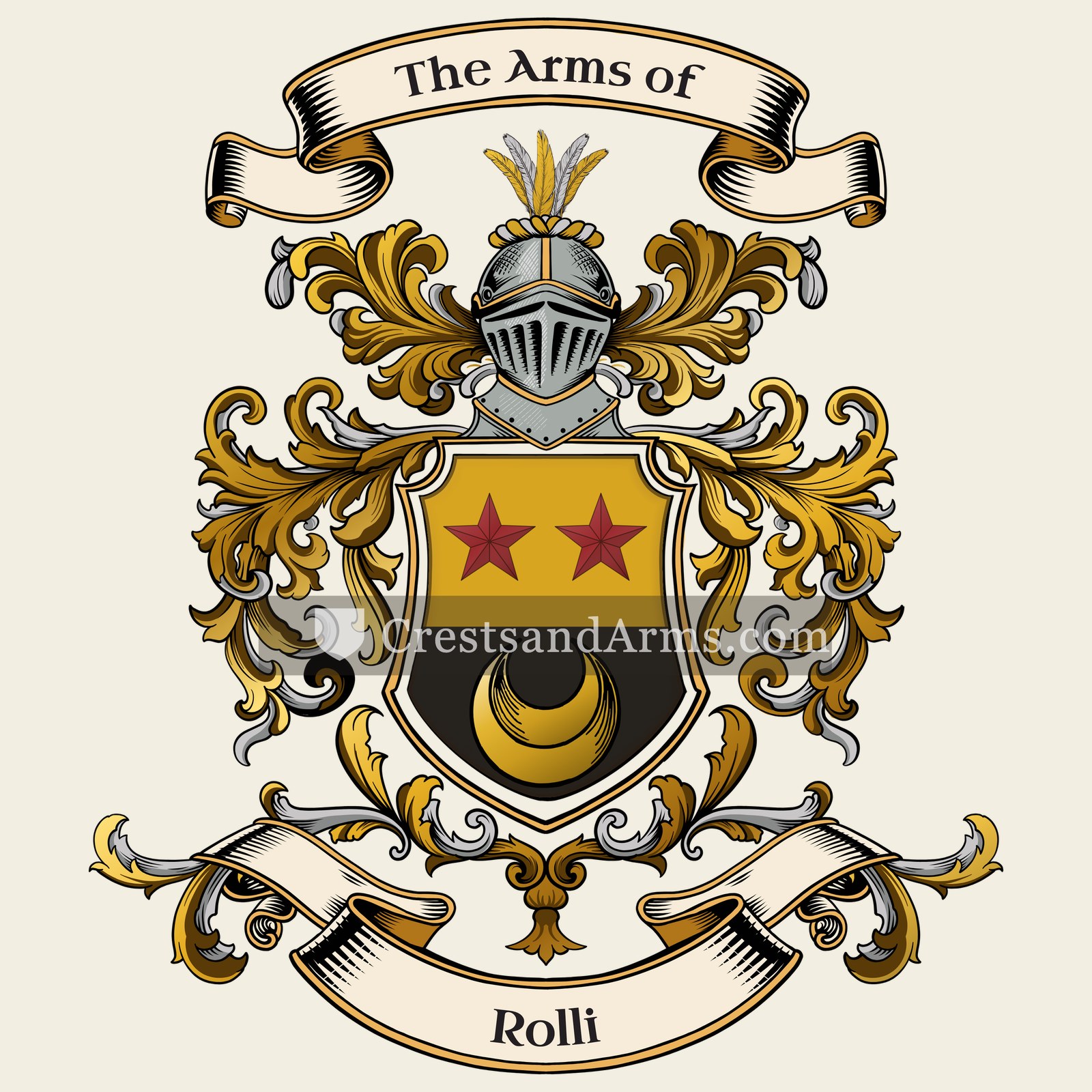 The Rolli coat of arms, drawn from the recorded blazon
