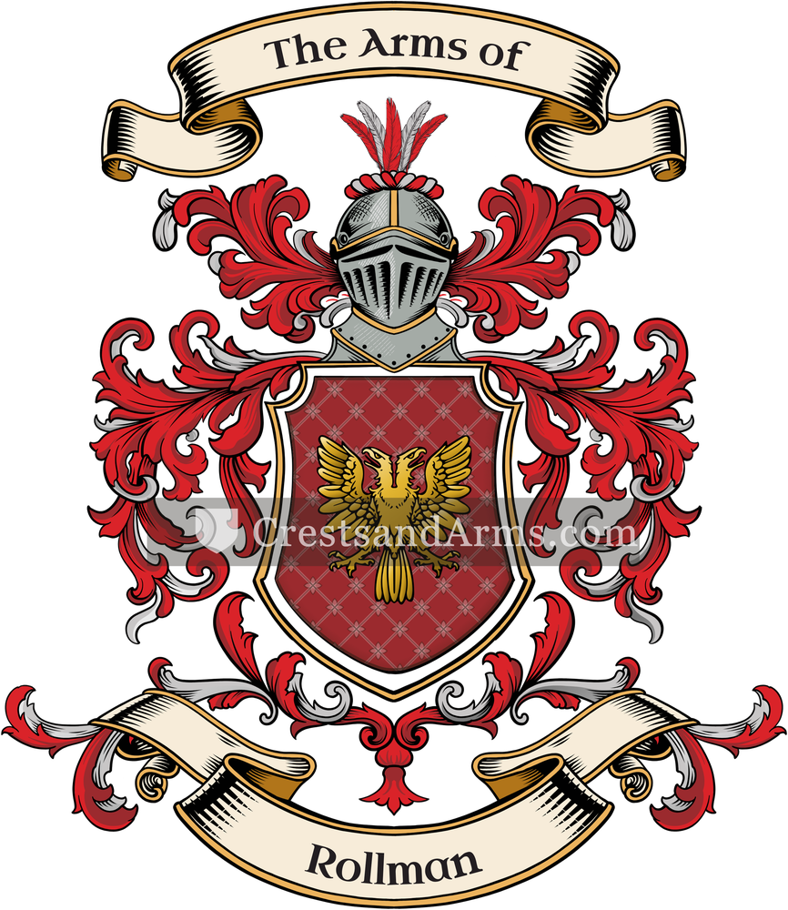The Rollman coat of arms, drawn from the recorded blazon