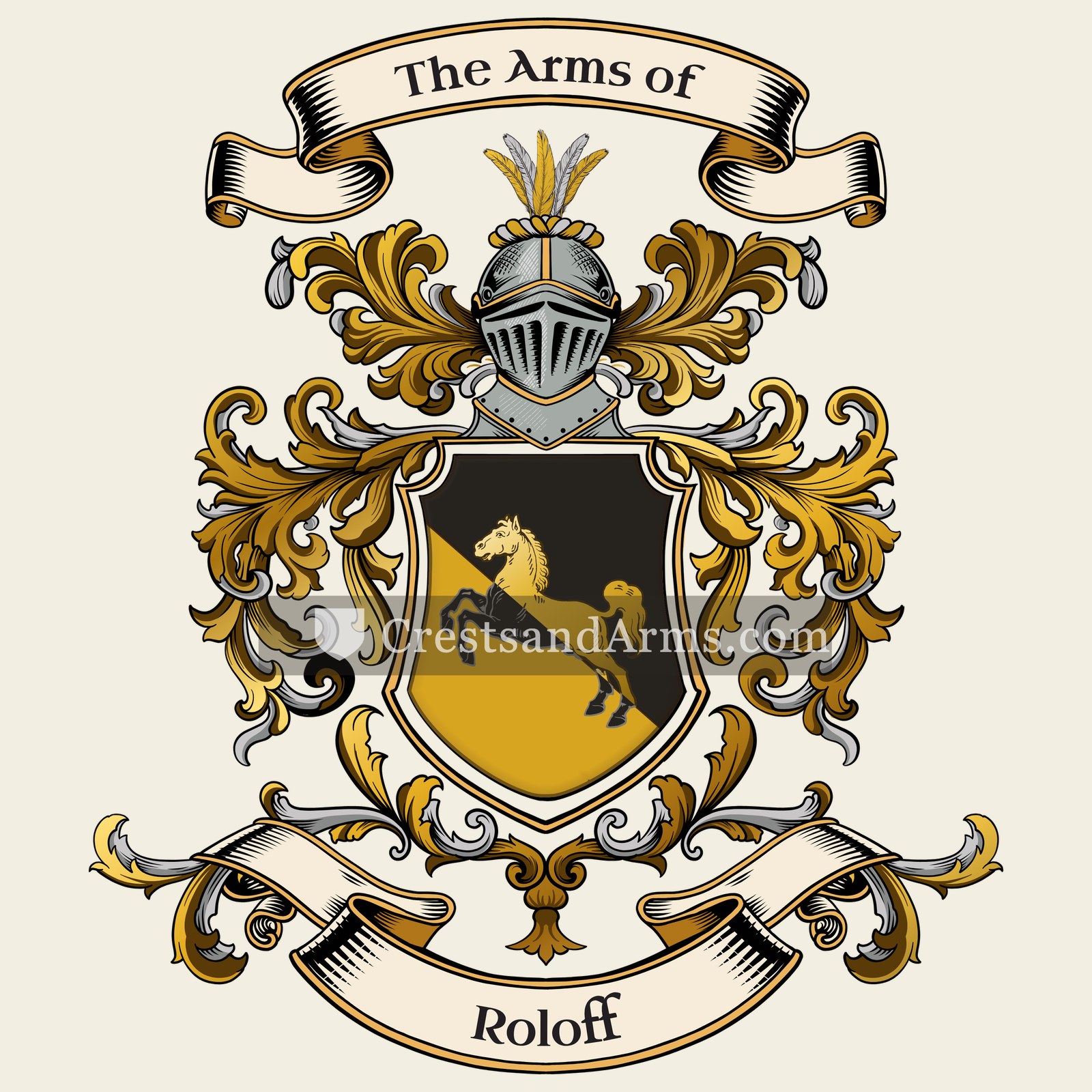 The Roloff coat of arms, drawn from the recorded blazon