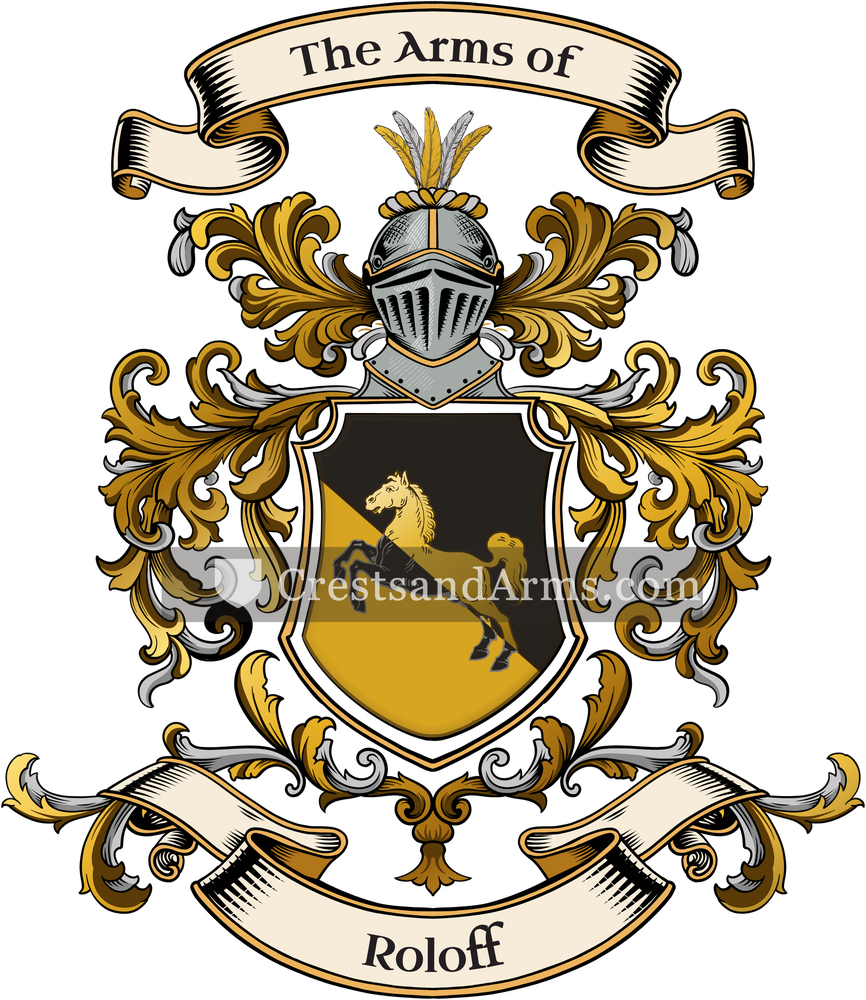 The Roloff coat of arms, drawn from the recorded blazon